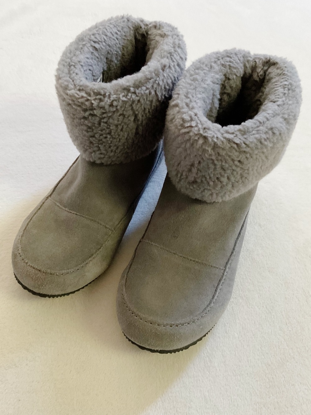 Sorel Go Stumptown Gray Faux Fur Lined Bootie-Style Slippers Women’s Size 8